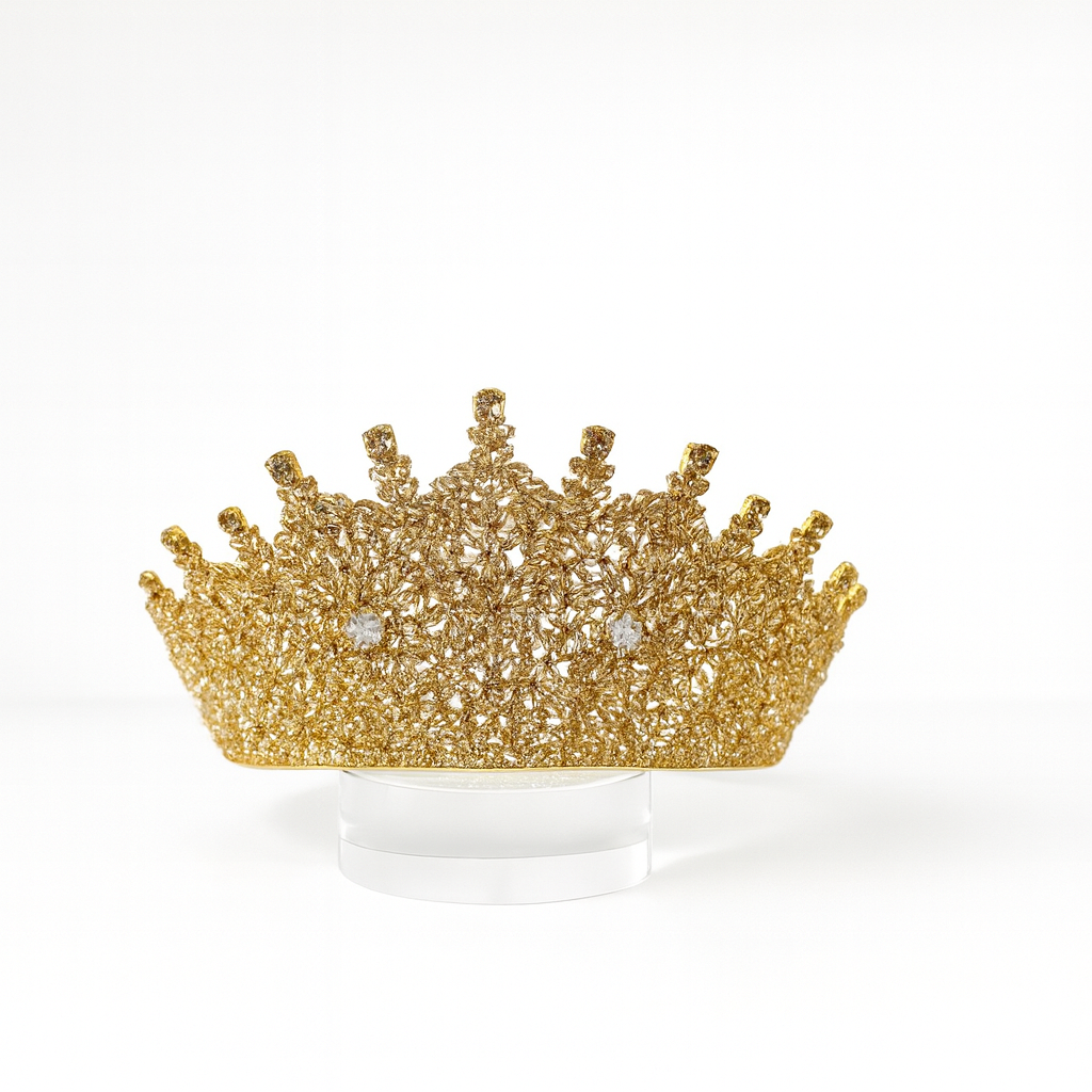MC129 Quinceañera Gold Crown Gold Quinceañera Crown/Tiara | Fiesta Dream Events main image 3